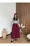 Burgundy Polyviscose College Skirt - 3