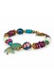 Purple Turquoise Beaded Turtle Figured Antique Gold Detailed Women's Bracelet - 2