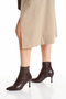 Women's Brown Faux Leather Pointed Toe Thin Heeled Comfortable and Stylish Boots - 6