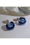 Xuping Navy Blue Enamel Twisted Silver Bulk Hoop Earrings - Modern Non-Tarnish Anti-Allergy Fade-Resistant Stylish Gift Trend Women's Earrings - 5