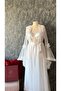 Special Design Elegant Rose Detailed 2-Piece Long Dressing Gown Nightgown Set (Boxed)