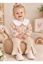 Baby Girl Floral Patterned Lace Collar Stylish Design Double Set with Spanish Flared Trousers - 6