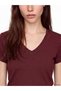 Two Mt Shop Quality Lcw Everyday Burgundy Diving Fabric Plain Narrow & Slim Short Sleeve Women's T-Shirt - 4