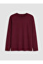 Two Mt Shop Quality Lcw Curve Burgundy Interlock Plain Loose & Loose Long Sleeve Women's T-Shirt - 2