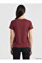 Two Mt Shop Quality Lcw Everyday Burgundy Diving Fabric Plain Standard & Regular Short Sleeve Women's T-Shirt - 4