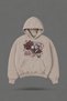 Oversize Y2K Digital Romance Printed Hooded Beige Sweatshirt