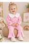 Baby Girl Floral Patterned Lace Collar Stylish Design Double Set with Spanish Flared Trousers - 6