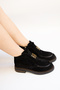7025 Eren Shoes&Bag Genuine Leather Suede Zipper Buckle Detailed Low Heel Casual Comfortable Rubber Sole Women's Boots Real Leather Suede Black - 7