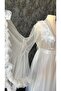 Special Design Elegant Rose Detailed 2-Piece Long Dressing Gown Nightgown Set (Boxed) - 2