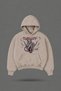 Oversize Y2K Electric Heart Printed Hooded Beige Sweatshirt