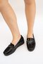 5521 Eren Shoes&Bag Genuine Leather Patent Leather Printed Buckle Detailed Wedge Heels Daily Stylish Elegant Comfortable Orthopedic Women's Shoes Real Leather Patent Leather Printed Black - 4
