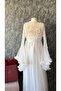 Special Design Elegant Rose Detailed 2-Piece Long Dressing Gown Nightgown Set (Boxed) - 4