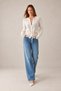 Women's Cream Crew Neck Cardigan with Drawstring Waist and Lace Detail - 5