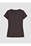 Two Mt Shop Quality Lcw Everyday Brown Plain Standard & Regular Short Sleeve Women's T-Shirt - 6
