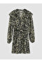Esvab • Modern & Distinctive Embroidered Belted Ruffle Chiffon Mini Dress - 6