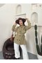 Women's Short Belted Stand Collar Buttoned Seasonal Oversize Trench Coat - 5