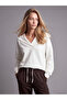 Gencc Quality Natuvera Ecru Sailor Collar Women's Sweatshirt with Lace-Up Waist