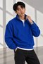 Unisex Half-Zipper Stand Collar 100% Cotton Soft Textured Sweatshirt Plain Pullover - 3