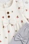 Baby Girl Set Floral Patterned Ruffle Bow Detailed 2-Piece Top and Bottom Set 3 6 9 12 Months - 3
