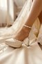 Women's Ecru 10 cm Platform Bridal Shoes with Pearl Bow - 2