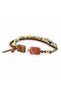 Green Colored Beaded Brown Double Row Rectangular Detailed Bohemian Women's Bracelet - 2