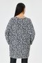 White Italian Leopard Pattern Long Sleeve Lycra Oversize Long Blouse 38 - 48 Size - 5