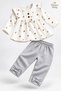 Baby Girl Set Floral Patterned Ruffle Bow Detailed 2-Piece Top and Bottom Set 3 6 9 12 Months