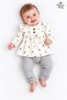 Baby Girl Set Floral Patterned Ruffle Bow Detailed 2-Piece Top and Bottom Set 3 6 9 12 Months - 4