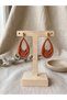 Terra Aura Brick Color Drop Shape Dangle Earrings for Women – Modern Bohemian Design Earrings - 3