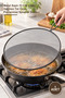 1 Piece Wire Oil-Splash Proof Pan Cover – 33 cm Air-Permeable Wire Mesh with Metal Handle, Rust-Proof Splatter Screen
