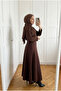 Women's Scuba Fabric High Waist Full Flared Long Maxi Skirt - 3