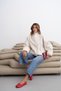 Women's Ecru Elastic Bomber Jacket - 4