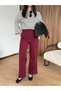 Burgundy polyviscon palazzo trousers - 2