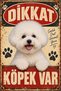 Bichon Frise Caution Dog Present Retro Metal Wall Sign 20X30 cm