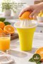 5-Piece Citrus Juicer with Cups – 600 ml Plastic Body, Yellow Body with White Strainer, Citrus Juicer Juice Extractor with Juicing Head
