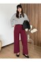 Burgundy polyviscon palazzo trousers - 5