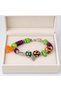 Purple Green Beaded Leaf Figured Stylish Design Bracelet with Tassel Detail - 2