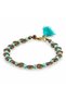 Turquoise Beaded Antique-Look Metal Detailed Tasseled Bohemian Women's Bracelet - 2