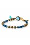Blue Beaded Clover Figured Antique Metal Detailed Tasseled Women's Bracelet - 3