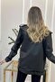 Long Oversize Black Women's Leather Jacket - 5