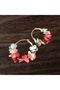 Pink Fabric Flower Gold Hoop Earrings Bijouterie Modern Antiallergic Women Earrings Gift Vintage - 7