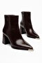 Metal Toe Brown Thick Heeled Boots