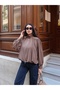 Women's Collar Button Detailed Zippered Flowy Balloon Sleeve Seasonal Jacket - 5