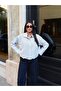 Women's Gingham Patterned Stand Collar Oversize Jacket - 4