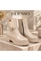 Bety Beige Faux Leather Buckle Detailed Waterproof Thick Serrated Sole Zippered Women's Winter Boots - 4
