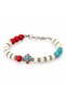 Red White Turquoise Bead Detailed Patterned Figured Stylish Women's Bracelet - 3