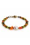 Orange Green Bead Detailed Ethnic Patterned Gold Look Women's Bracelet - 2