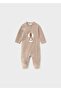 Newborn Baby Boy Double Velvet Pajama Set Light Brown - 4