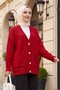 Buttoned Double Pocket Casual Knitwear Cardigan -Red