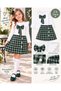 Girl's Red and Green Plaid Skirt Tweed Suit - Stylish Combination with Bow Detail, 2-Piece Set (Ages 3-4-5-6-7-8) - 2